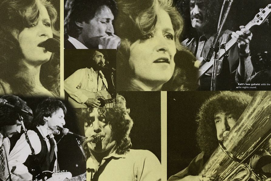 Photo collage of Bonnie Raitt and The Dirt Band