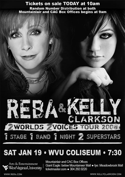 newspaper ad promoting the Reba and Kelly Clarkson concert in 2008