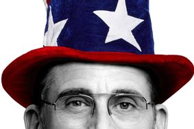 Steve Carrell wearing a patriotic top hat