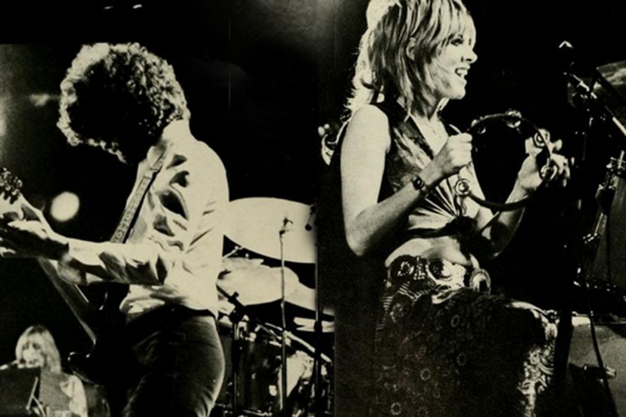 Lindsey Buckingham and Stevie Nicks on stage at the Coliseum