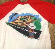 Photo of vintage 1983 Alabama tour t-shirt with tour title