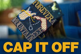 Cap it Off. Graduation cap adorned with the words "Forever a Mountaineer"