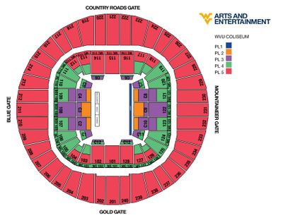 Harlem Globetrotters seating map with price levels color coded