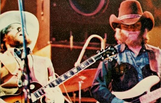 Members of the Marshall Tucker Band on stage at the Coliseum in 1978. From the Monticola.