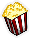 Red and white bag of popcorn