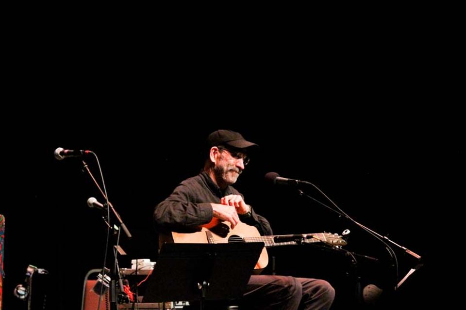 Chris Haddox performs on the Lyell B Clay Theatre stage at the WVU Canady Creative Arts Center. Photo by Chase Hughart.