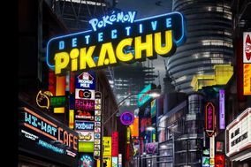 Pokemon Detective Pikachu with an illustration of Times Square