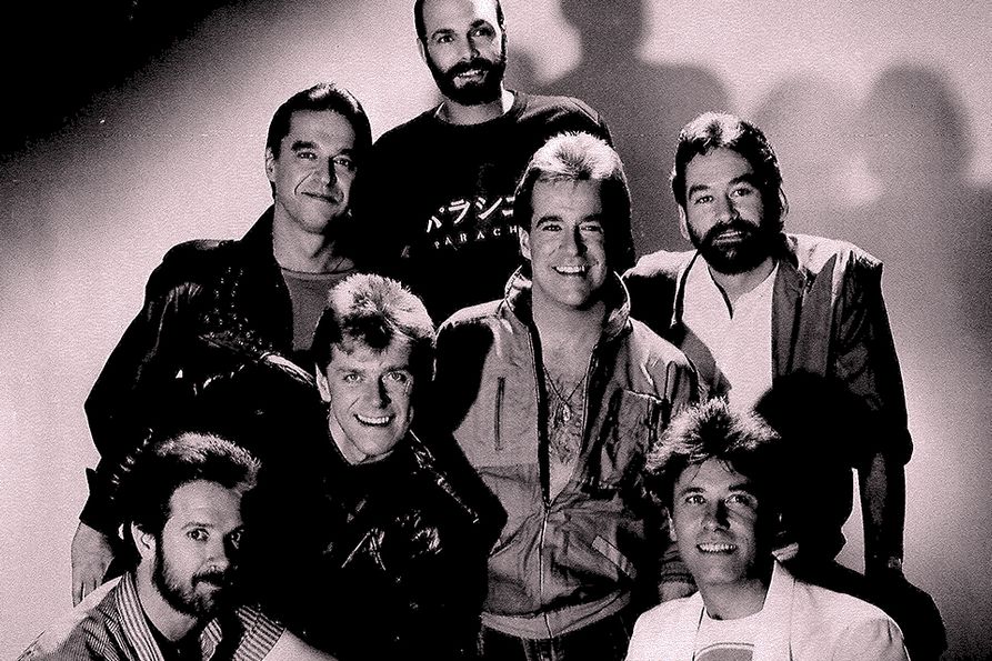 Members of the band Chicago circa 1985