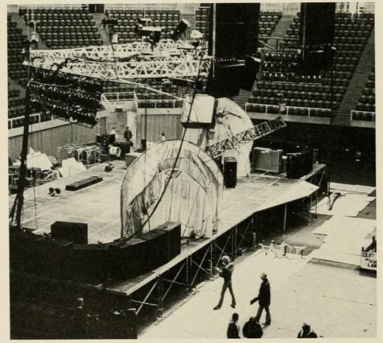 Stage preparation for the Benatar concert. Photo from the Monticola.