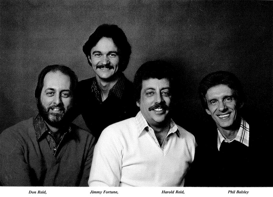 Photo of the Statler Brothers circa 1984. From left to right: Don Reid, Jimmy Fortune, Harold Reid, Phil Balsley