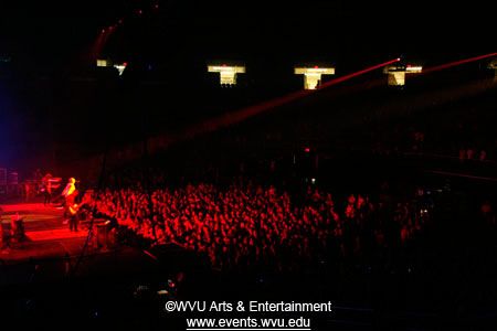 Wide photo of the stage and crowd on the Coliseum floor during The Fray's concert in 2009