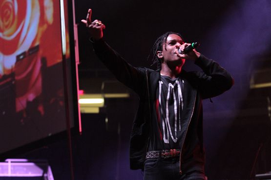 Photo of ASAP Rocky performing on stage at the WVU Coliseum