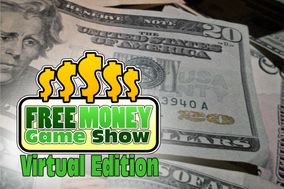 Free Money Game Show Virtual Edition with cash in the background