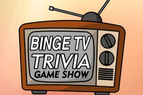 Binge TV Trivia Game Show. Cartoon illustration of a 1950s era television.