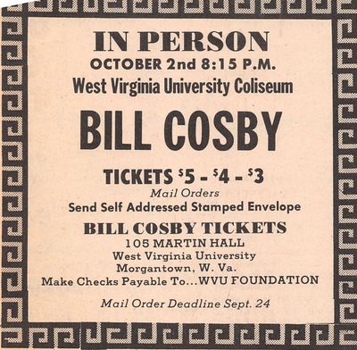Copy of a flier promoting the 1971 Bill Cosby show
