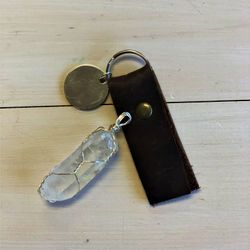 wire-wrapped pendant and leather keychain crafts
