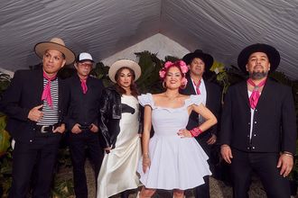 The six members of Las Cafeteras band