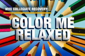 the words "color me relaxed" surrounded by a colored pencils in various colors