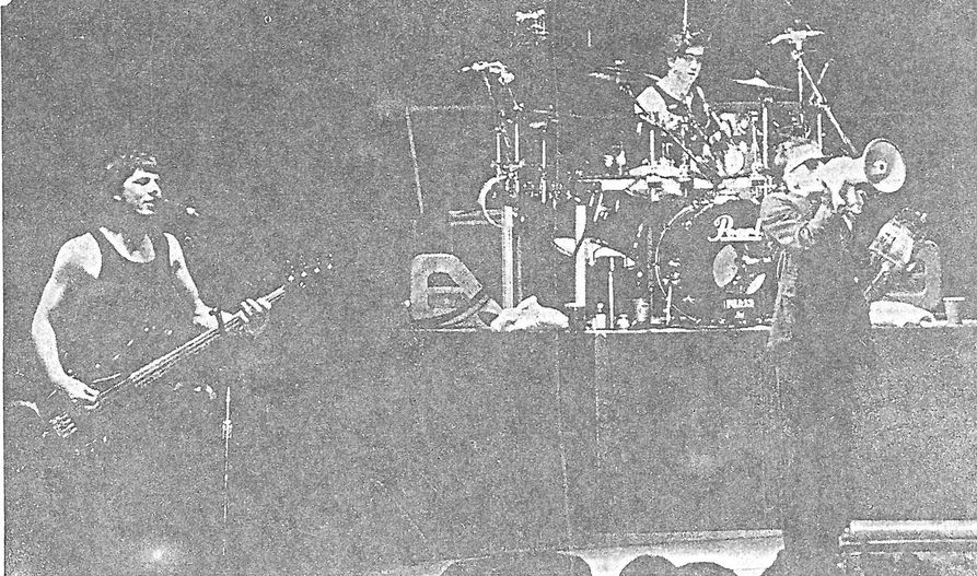 Photo of R.E.M. performing at the Coliseum in 1989 that appeared in the Dominion Post. Photo by Monica Slagle.