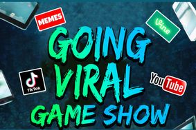 Going Viral Game Show with the YouTube, TikTok and Vine logos in the background