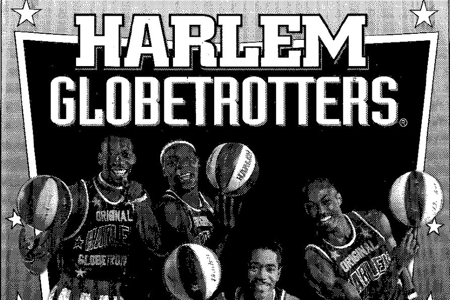 The Harlem Globetrotters photo from a newspaper ad in 1995.