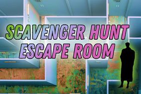 Scavenger Hunt Escape Room with a maze in the background