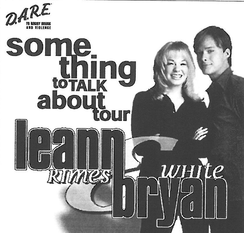 Something to Talk About tour image in black and white with photos of LeAnn Rimes and Bryant White
