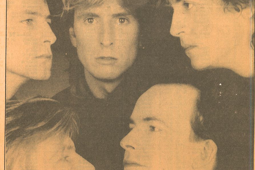 Publicity photo of the members of The Mood Blues from 1986
