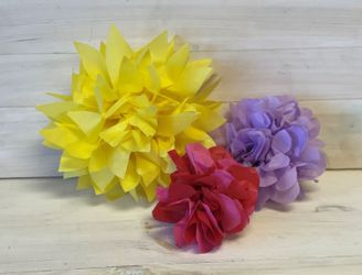 DIY paper flower bouquet with yellow, red and purple flowers