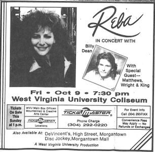 newspaper ad promoting Reba's 1992 concert