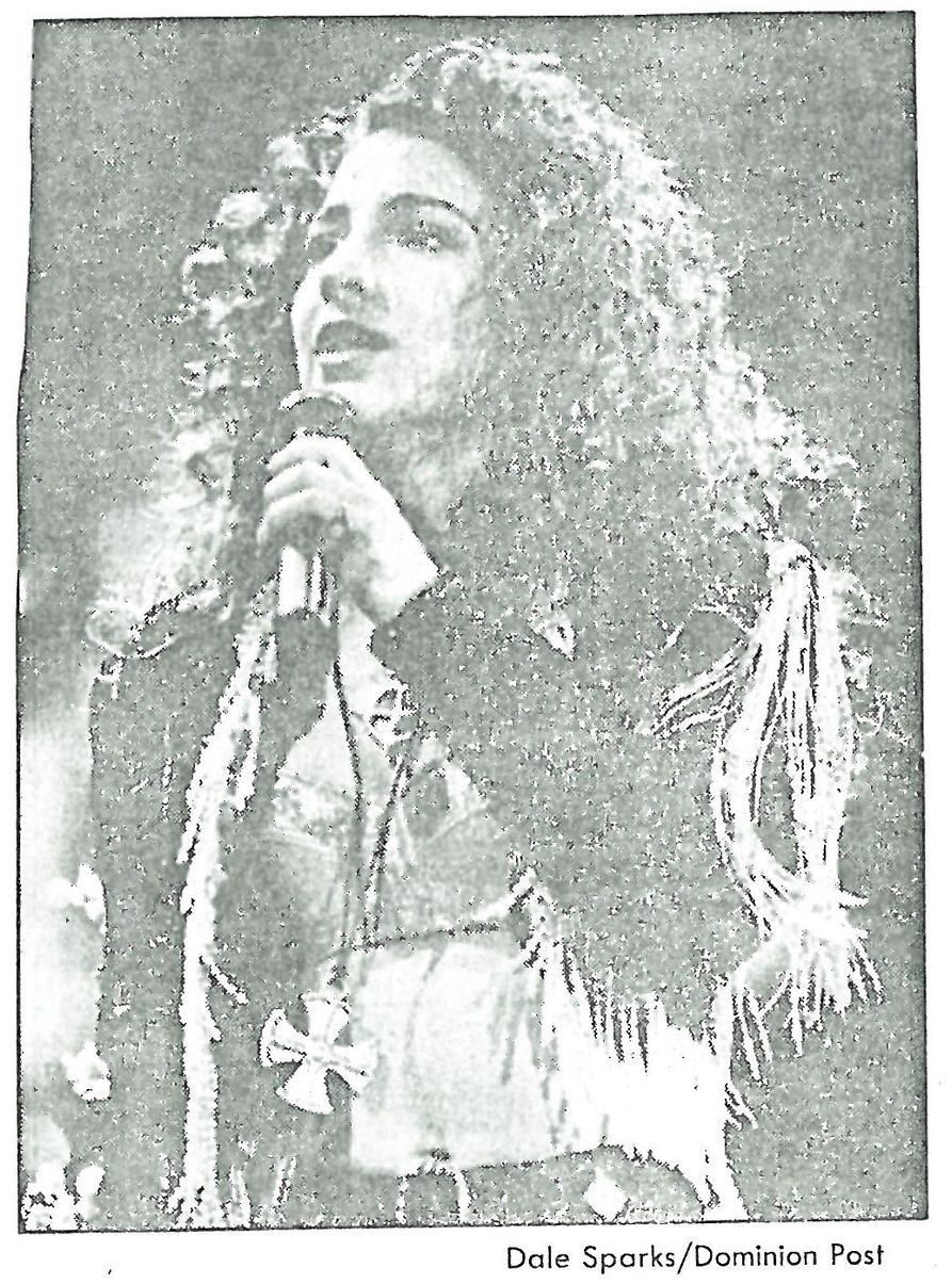 Photo of Gloria Estefan on stage at the Coliseum that appeared in The Dominion Post. Photo by Dale Sparks.