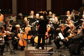The Pittsburgh Symphony Orchestra performing at the WVU Creative Arts Center. Photo by Logan McMasters.
