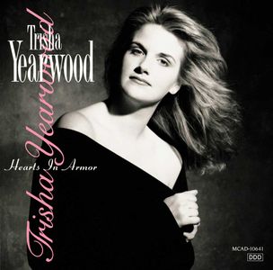 Trisha Yearwoods Hearts in Armor album cover featuring a black and white photo of Yearwood.
