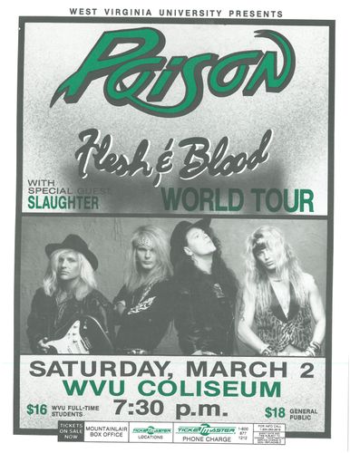 Poster promoting the 1991 Poison/Slaughter concert at the Coliseum