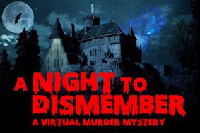 A Night to Dismember Virtual Murder Mystery with a haunted mansion in the background
