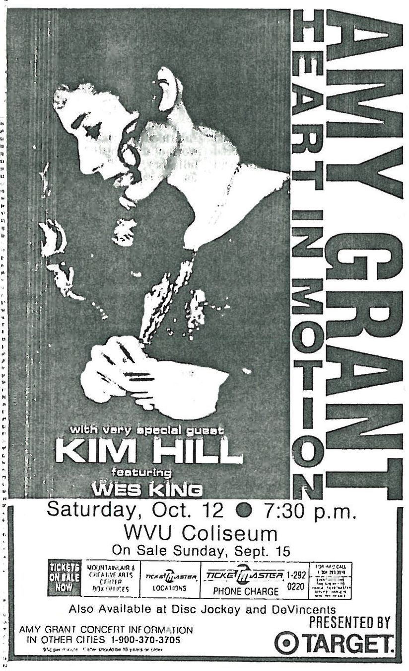 newspaper ad promoting the 1991 Amy Grant concert