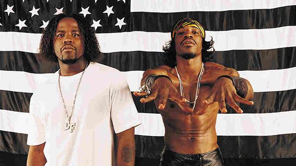 Andre 3000 and Big Boi of the rap duo Outkast as shown on their Stankonia album cover.